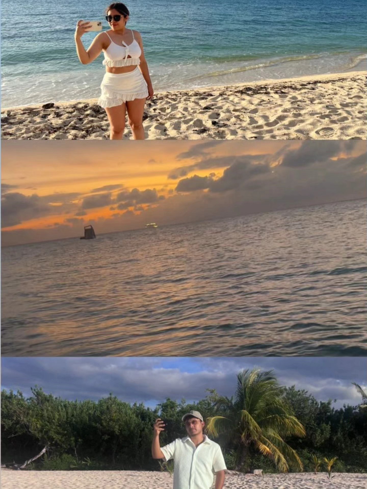 Viajeros en playa de la Riviera Maya